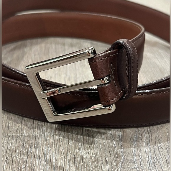 Saks Fifth Avenue Sz 46 Antique Brown Aniline Kipskin Shoulder Made in USA Belt - Picture 3 of 13